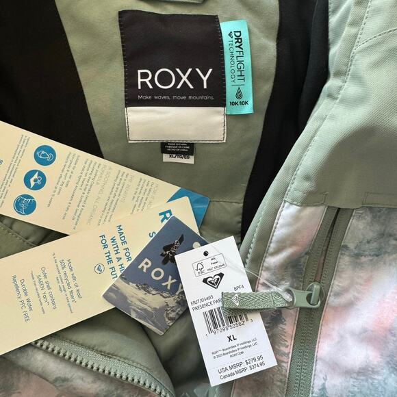 Roxy Presence Sea Pine Mystery Fog 10K Parka Snowboard Jacket - Picture 9 of 10